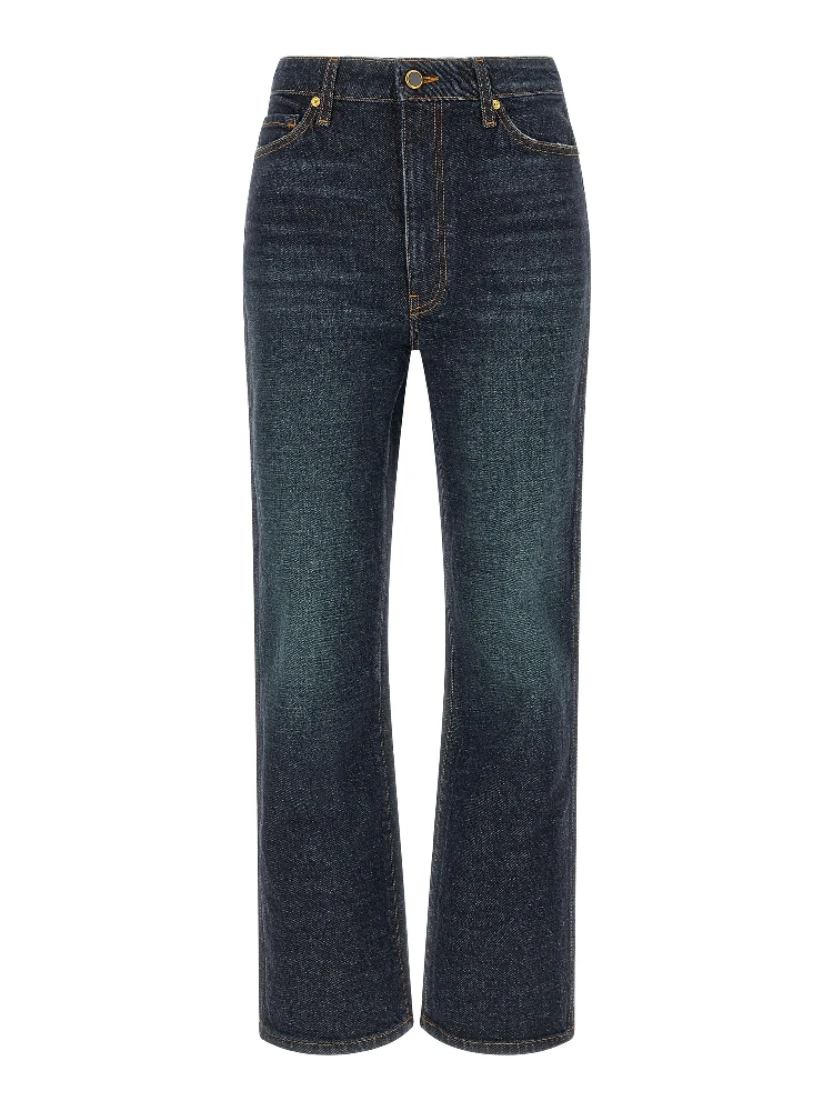 Blue Cotton Flared Jeans