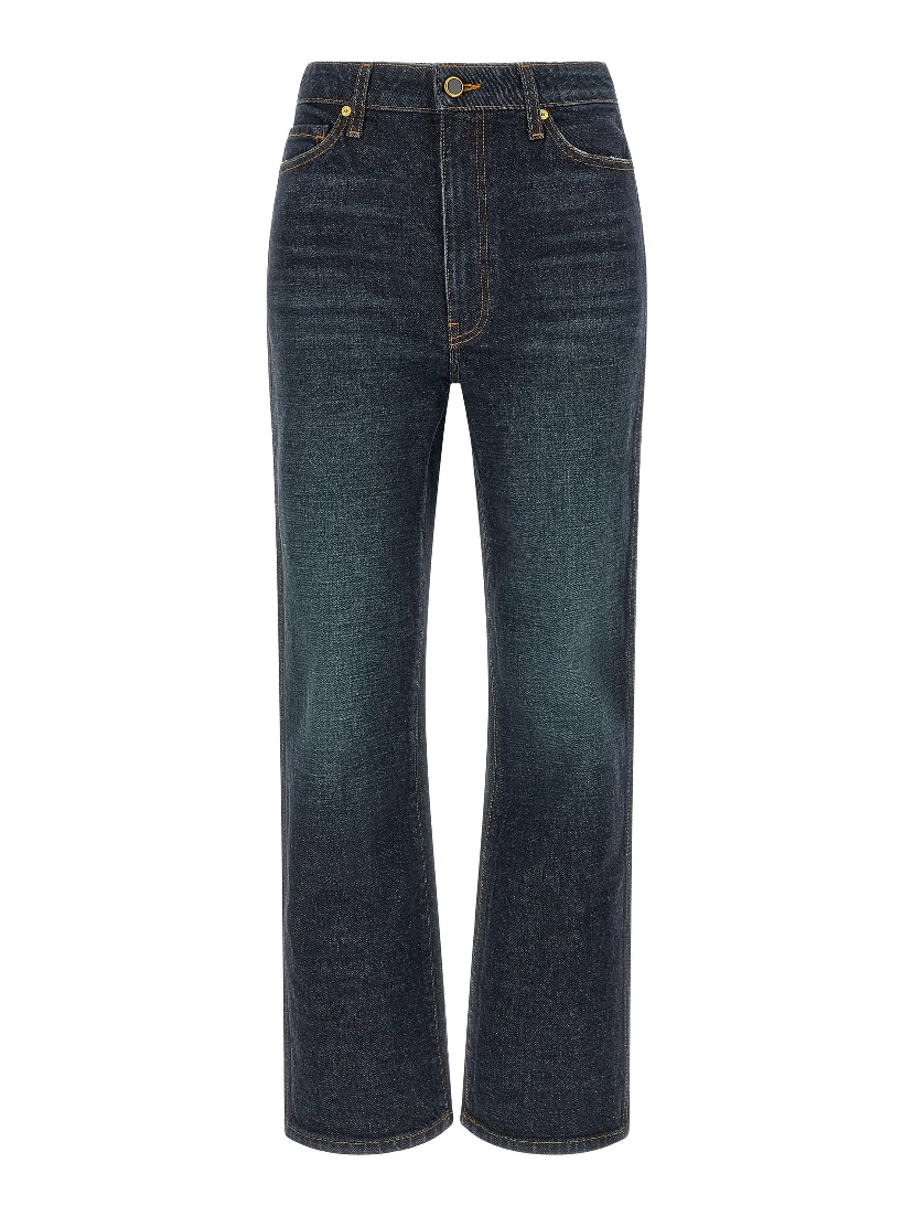 Blue Cotton Flared Jeans