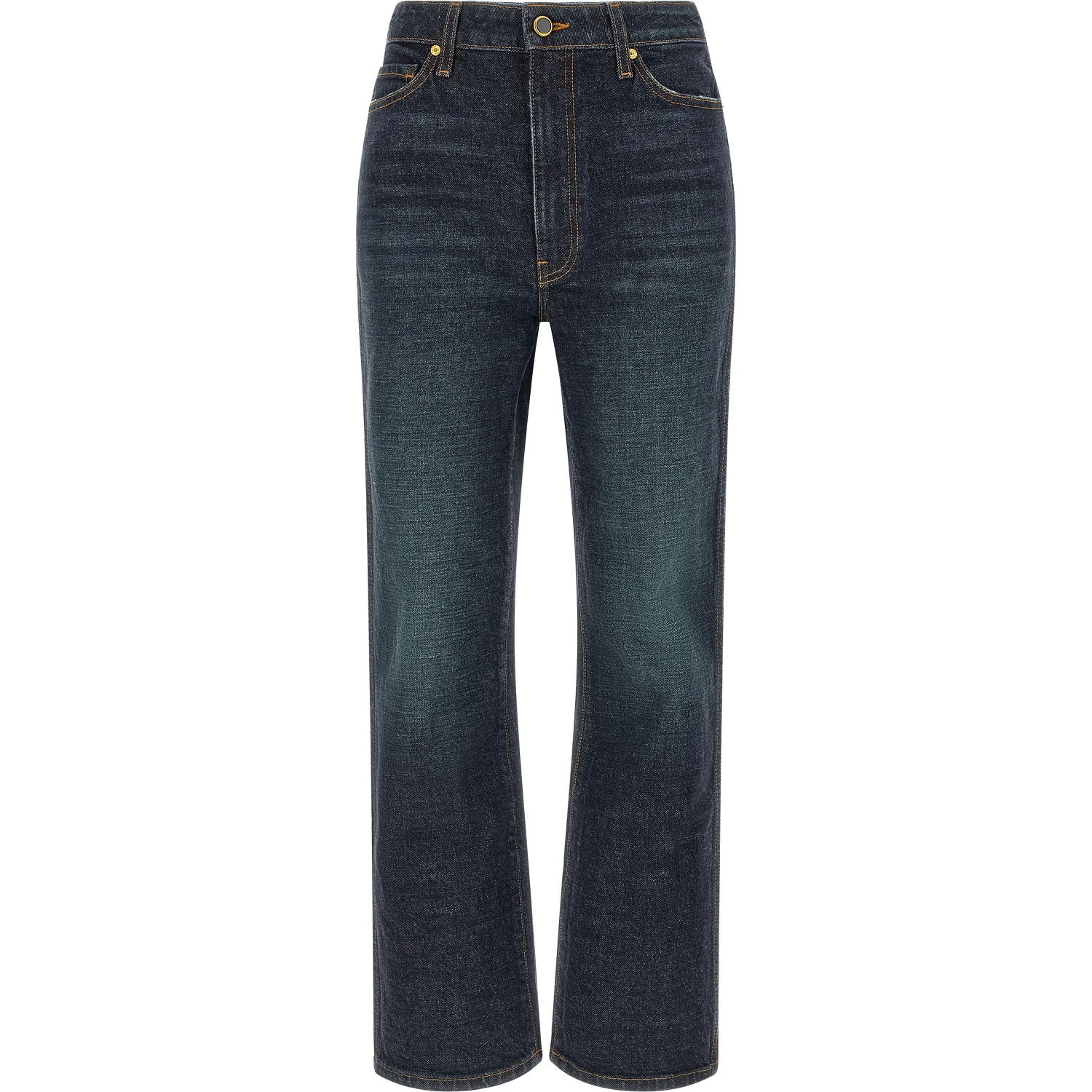 Blue Cotton Flared Jeans