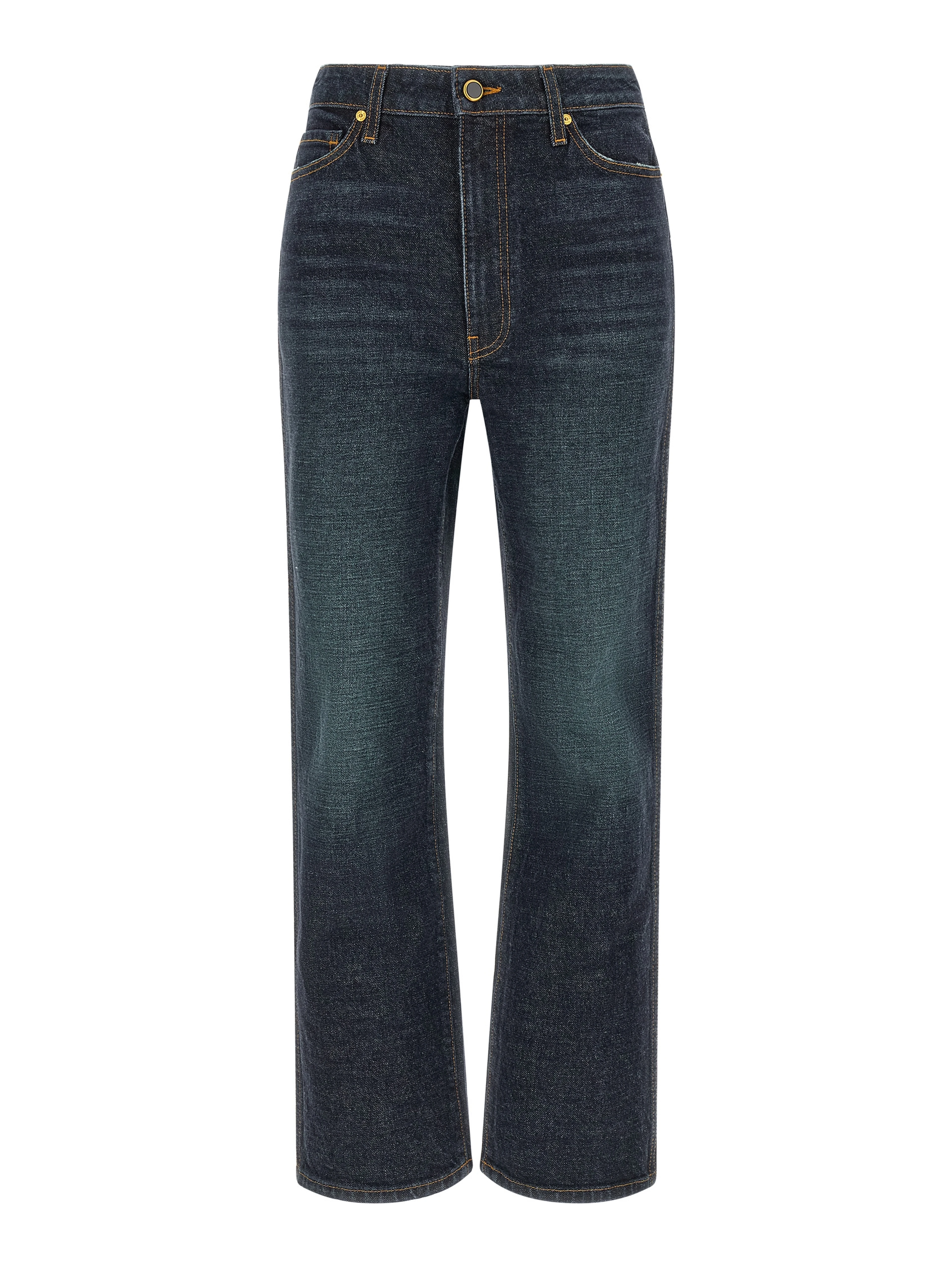 Blue Cotton Flared Jeans