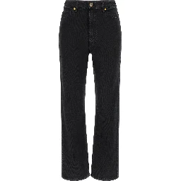 Black Cotton Flared Jeans