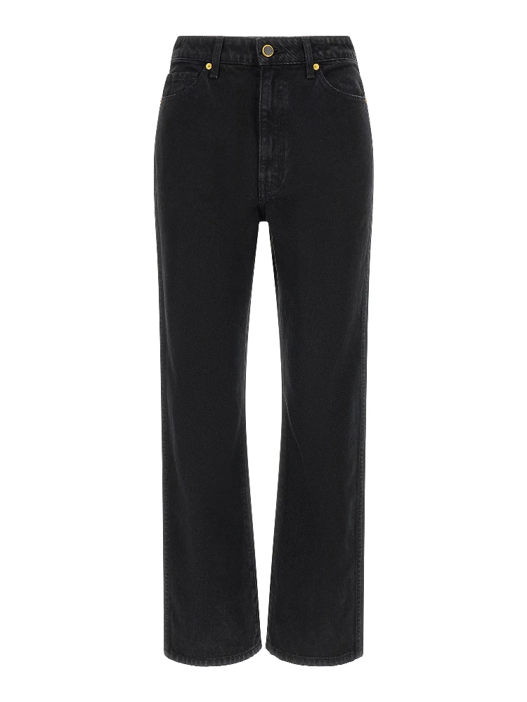 Black Cotton Flared Jeans