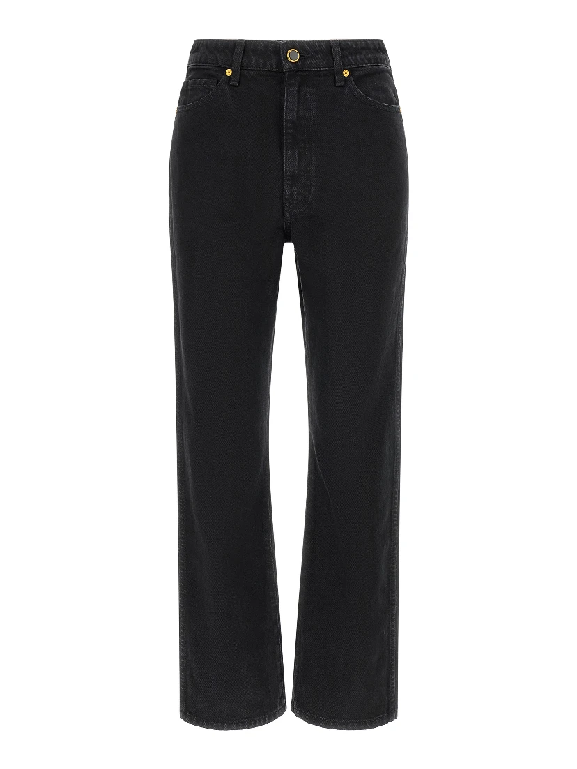 Black Cotton Flared Jeans