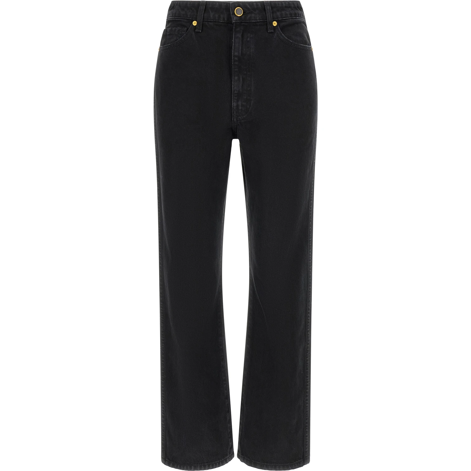 Black Cotton Flared Jeans