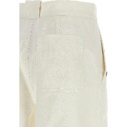 White Cotton Flared Pants