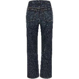 Blue Cotton Flared Jeans
