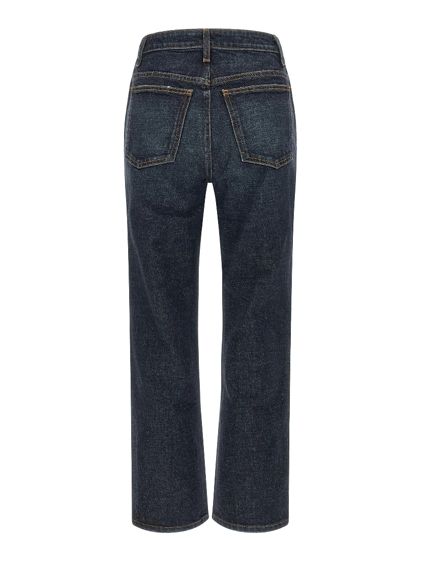 Blue Cotton Flared Jeans