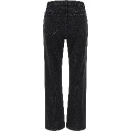 Black Cotton Flared Jeans