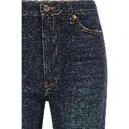Blue Cotton Flared Jeans