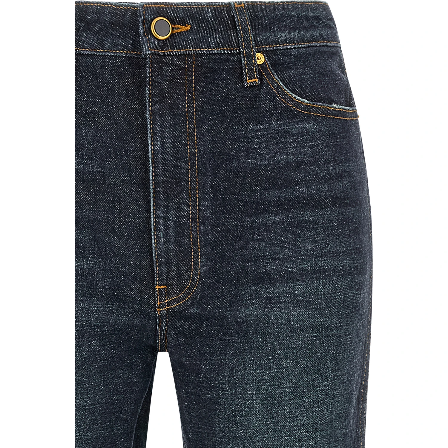Blue Cotton Flared Jeans