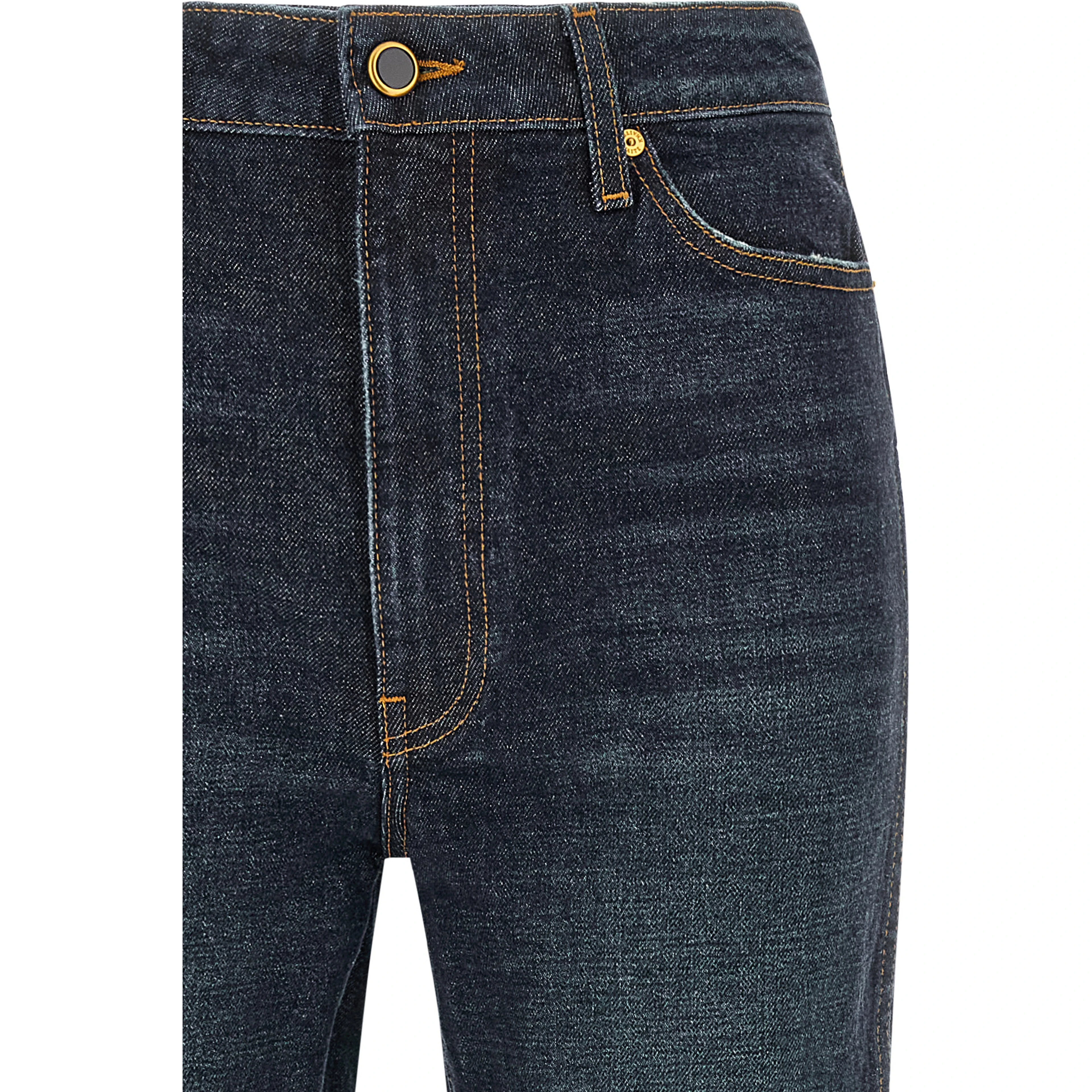Blue Cotton Flared Jeans