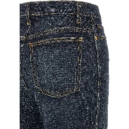 Blue Cotton Flared Jeans
