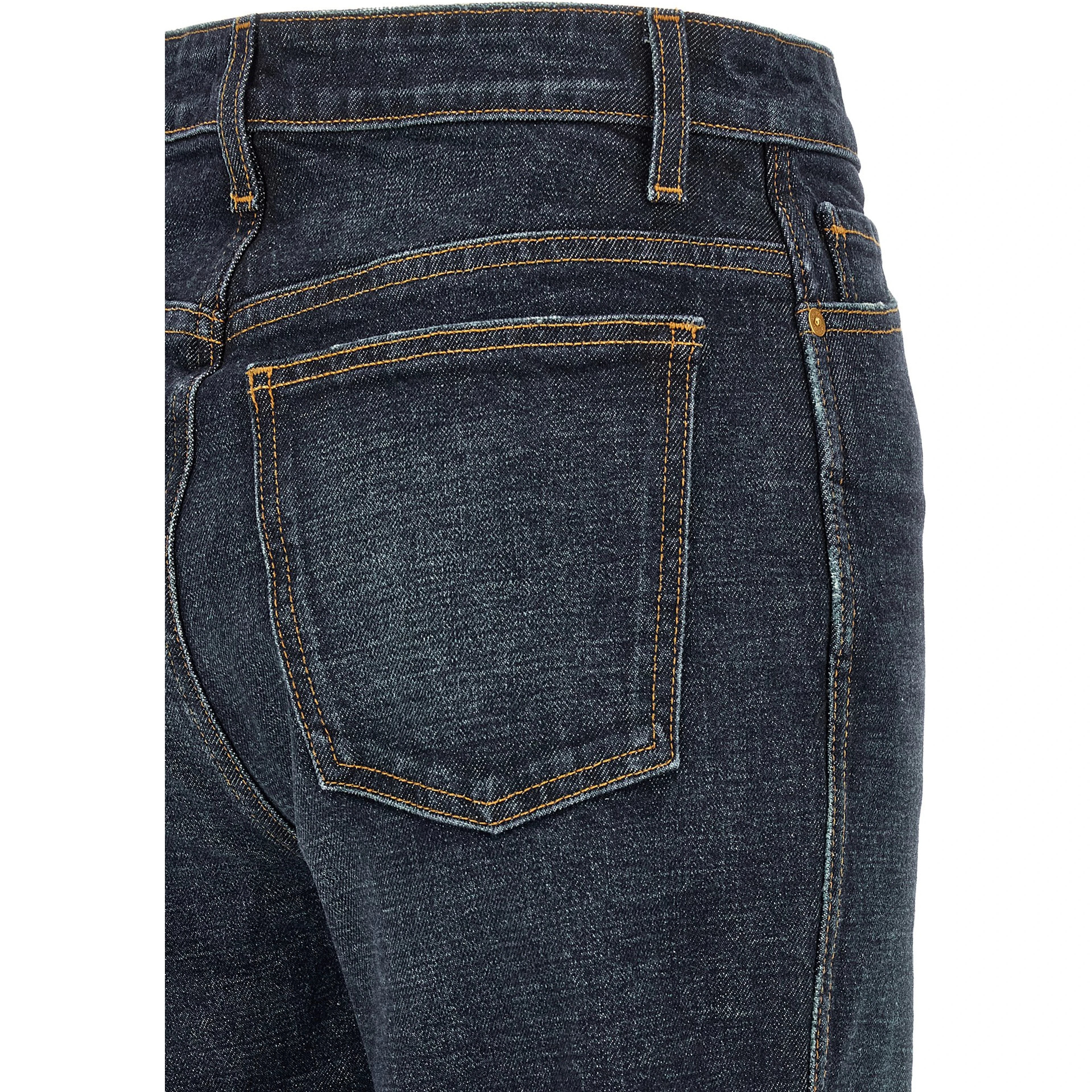 Blue Cotton Flared Jeans