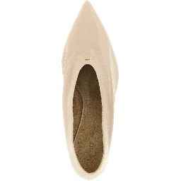 Beige Calfskin Mid Heel Pumps