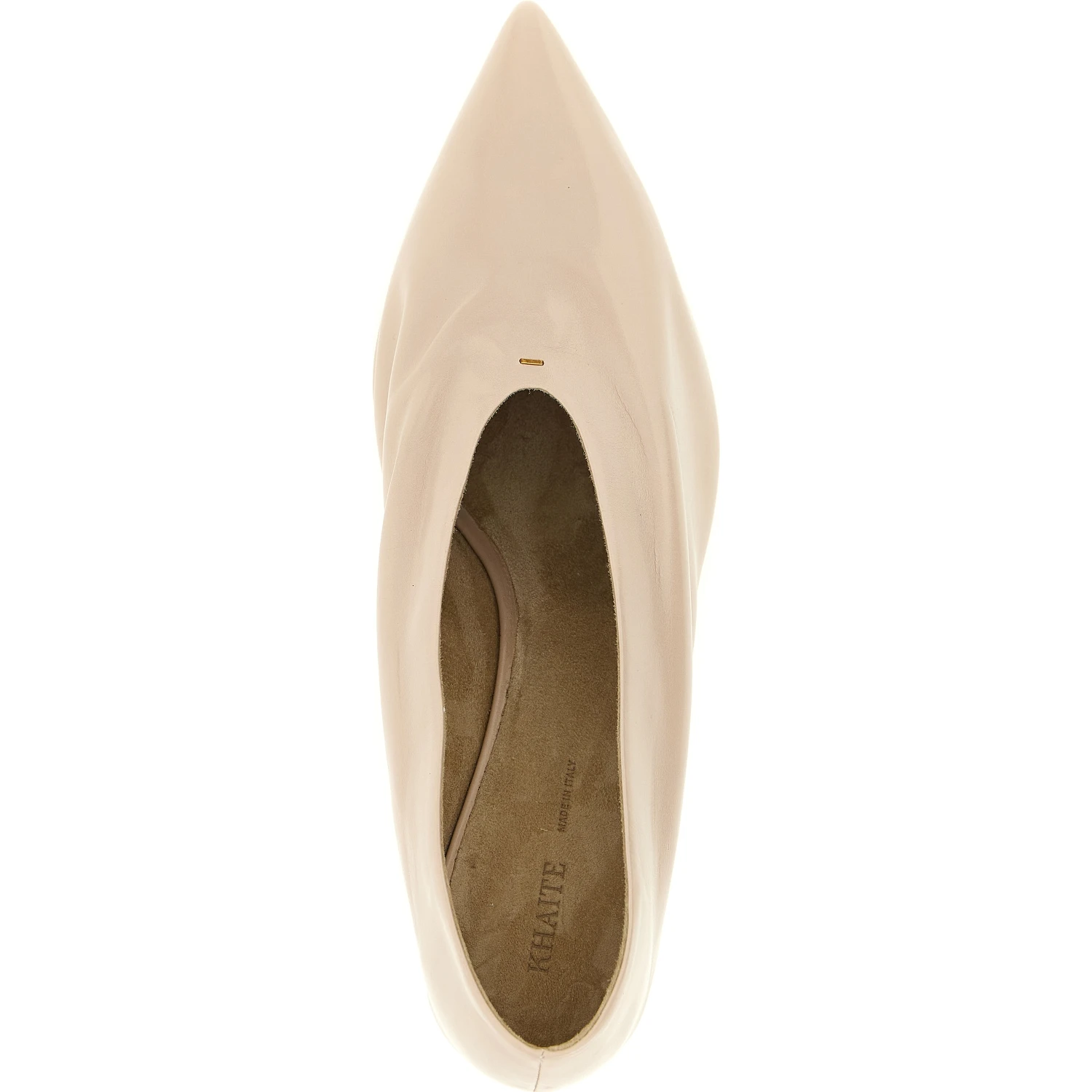 Beige Calfskin Mid Heel Pumps