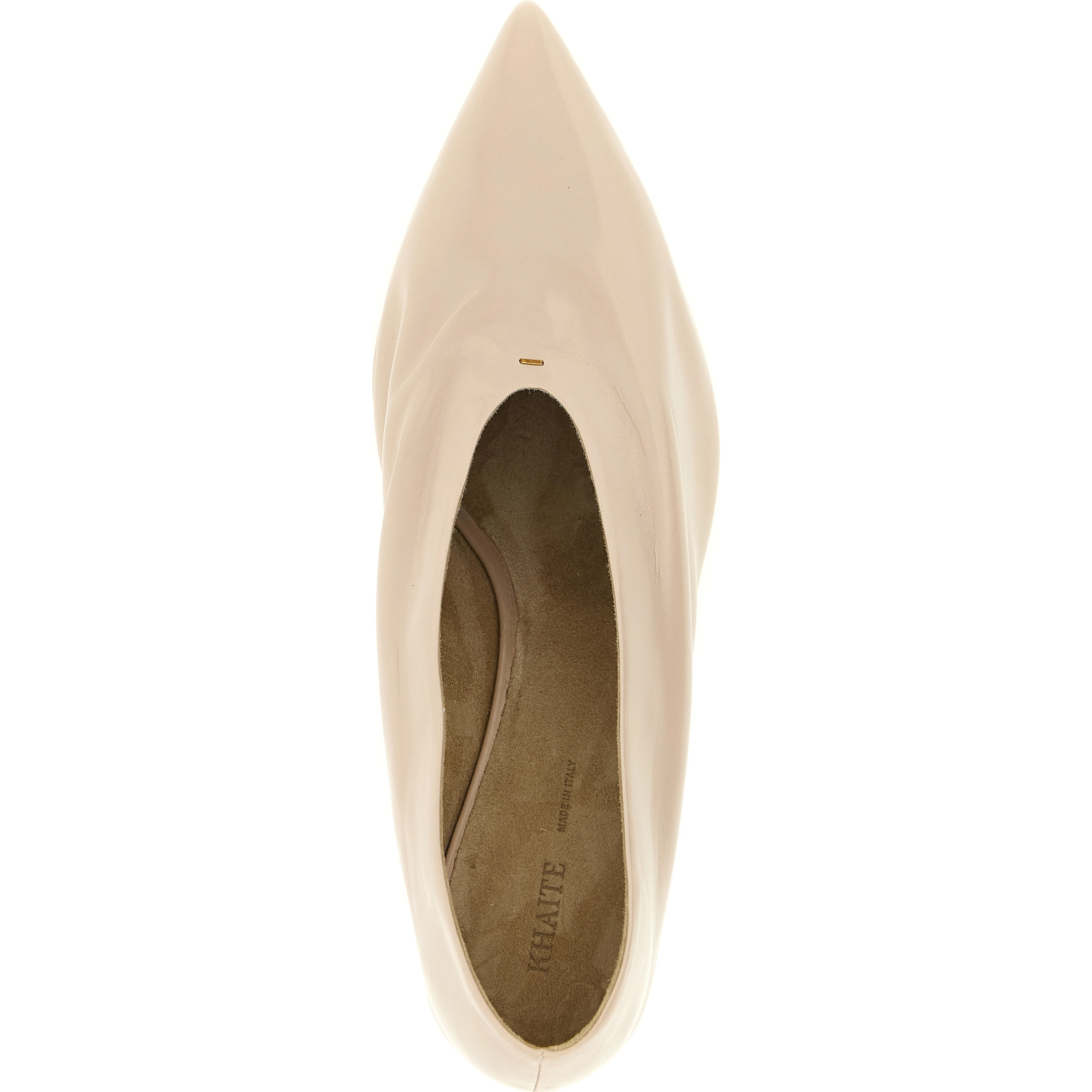 Beige Calfskin Mid Heel Pumps