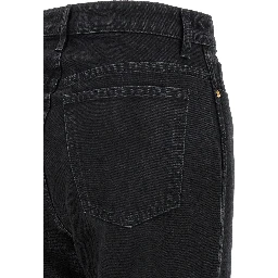 Black Cotton Flared Jeans