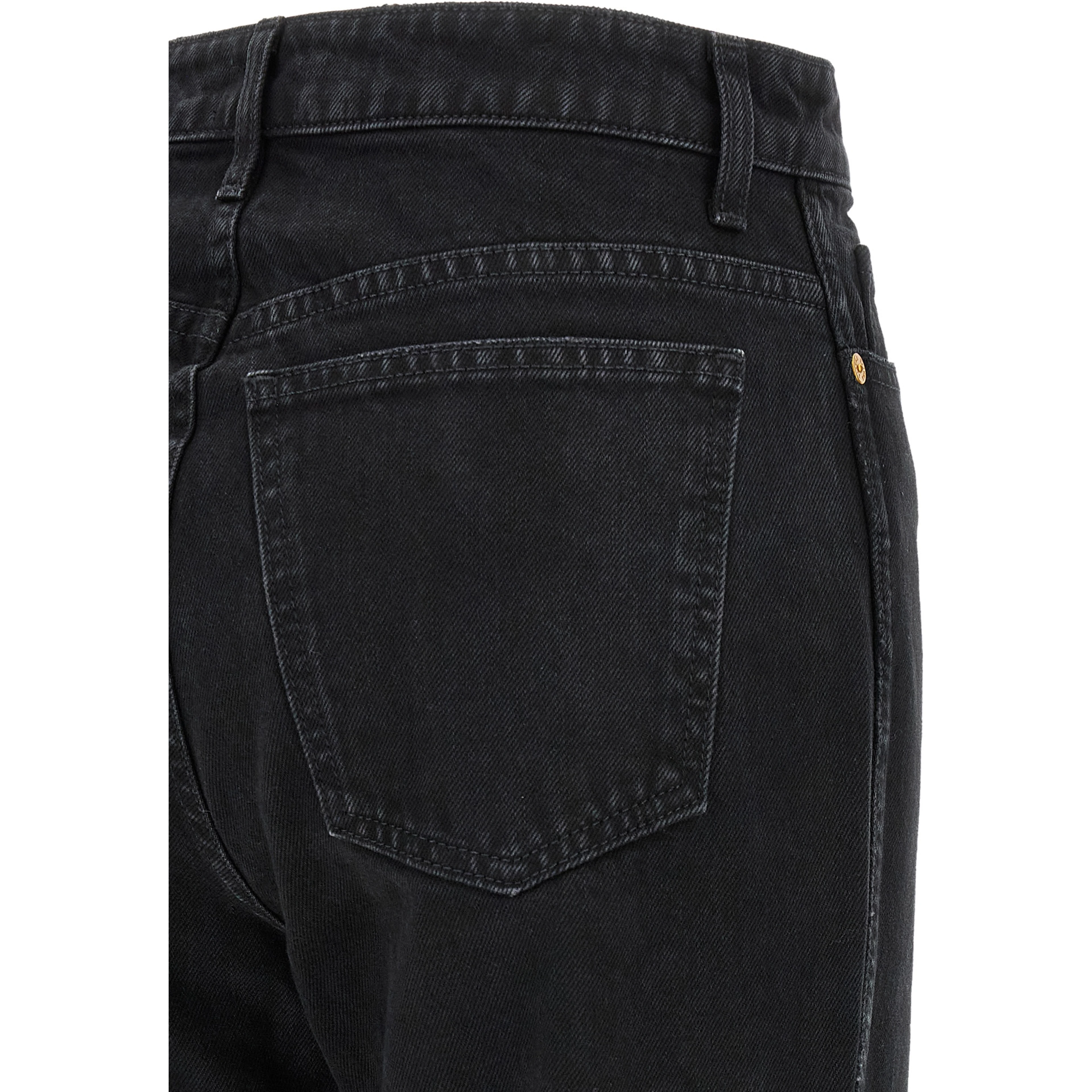 Black Cotton Flared Jeans