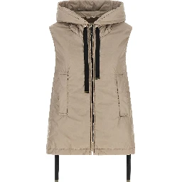 Beige Polyester Sleeveless Jacket