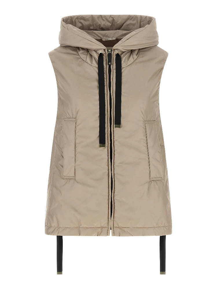 Beige Polyester Sleeveless Jacket