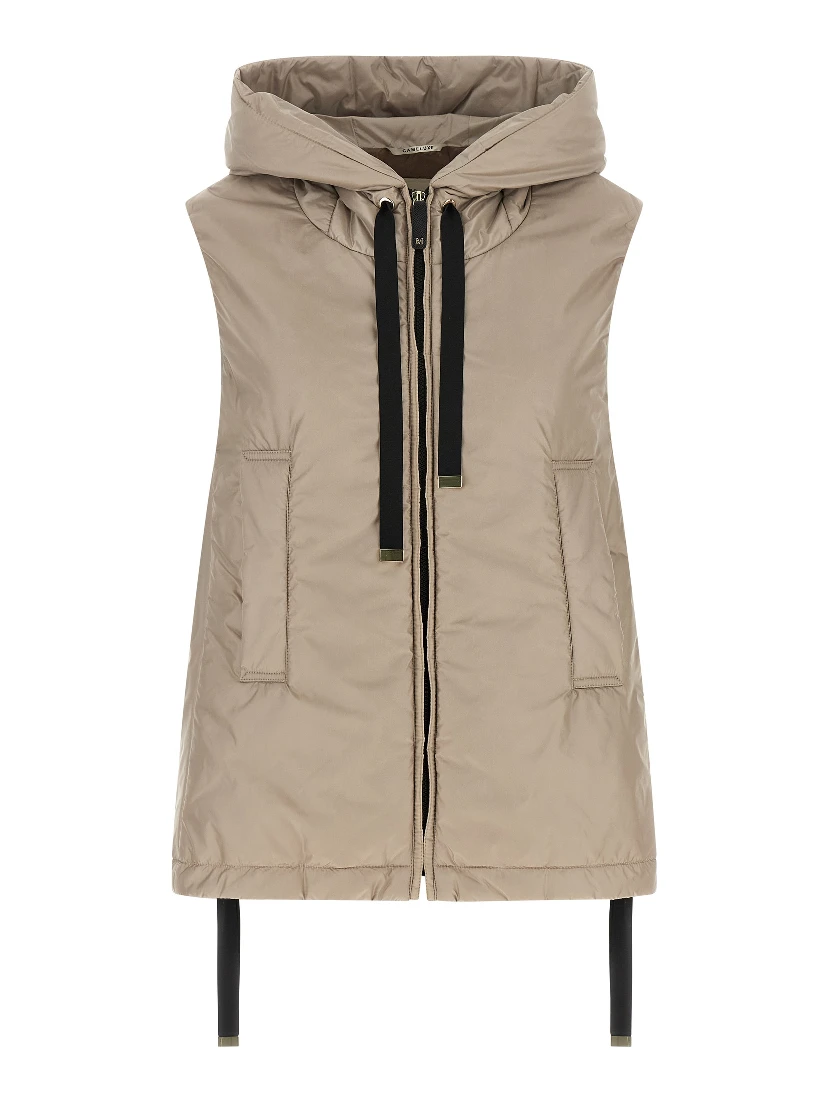 Beige Polyester Sleeveless Jacket