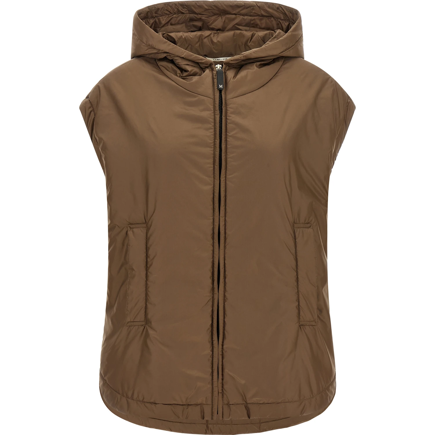 Brown Polyester Sleeveless Jacket