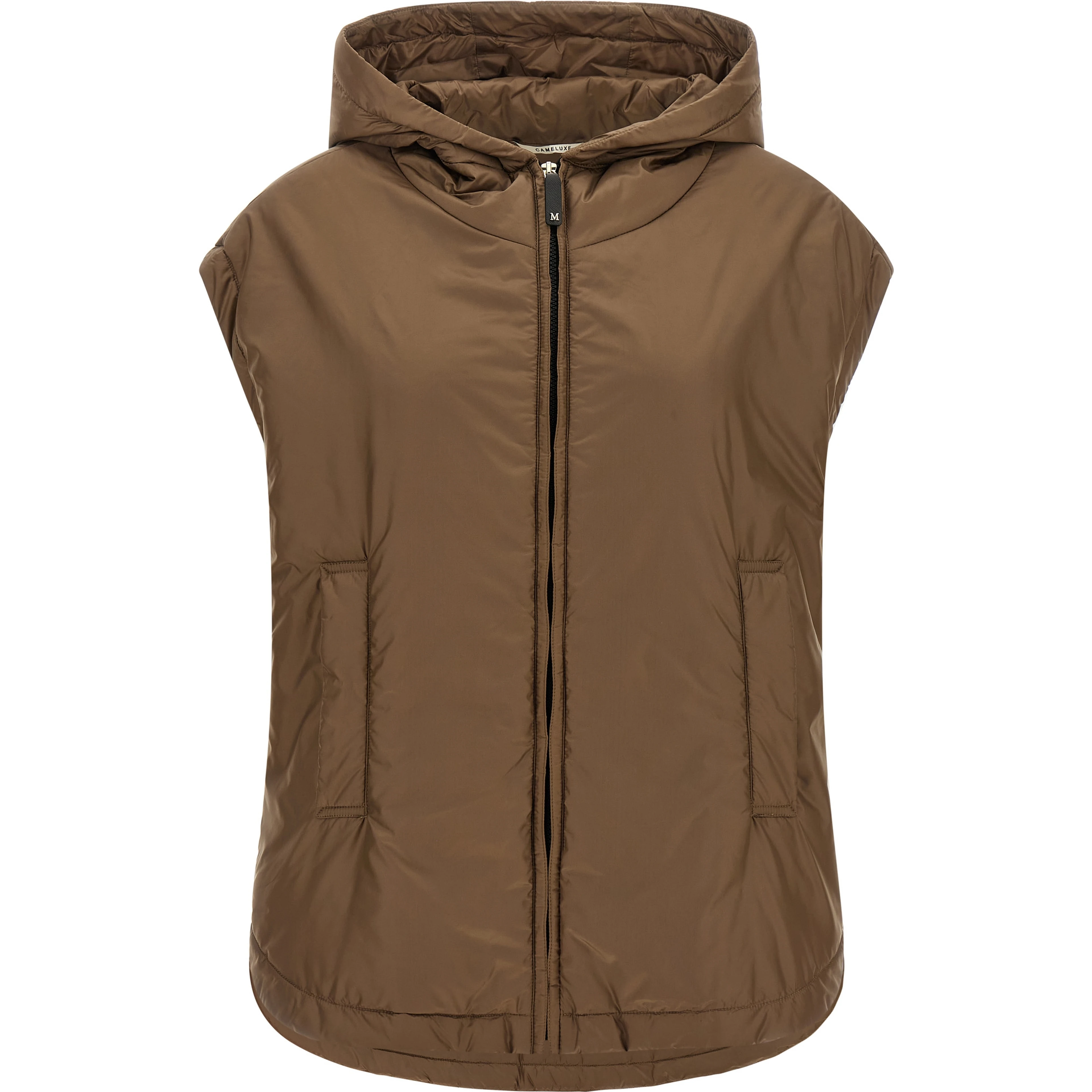 Brown Polyester Sleeveless Jacket