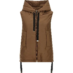 Brown Polyester Sleeveless Jacket