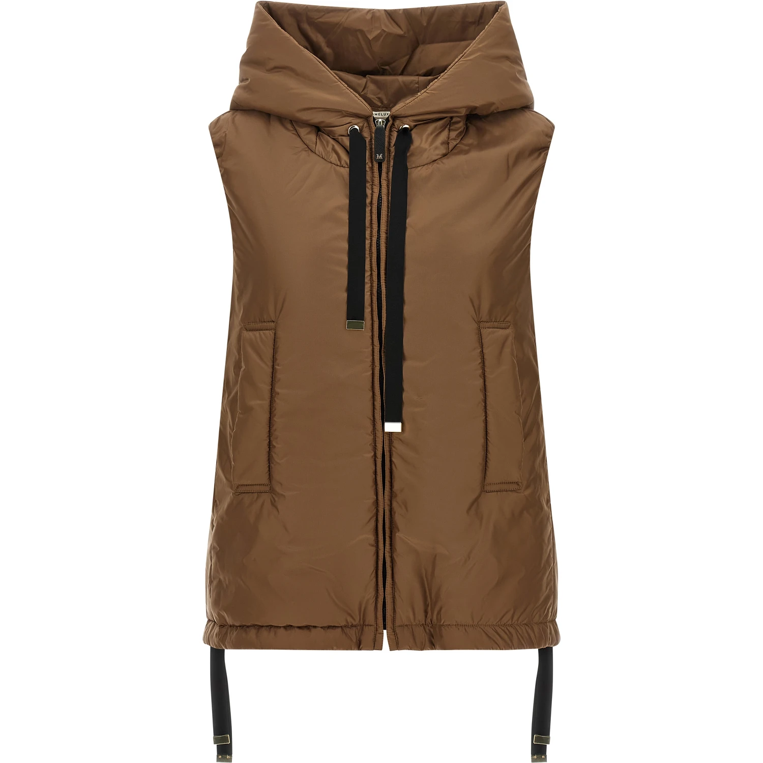 Brown Polyester Sleeveless Jacket