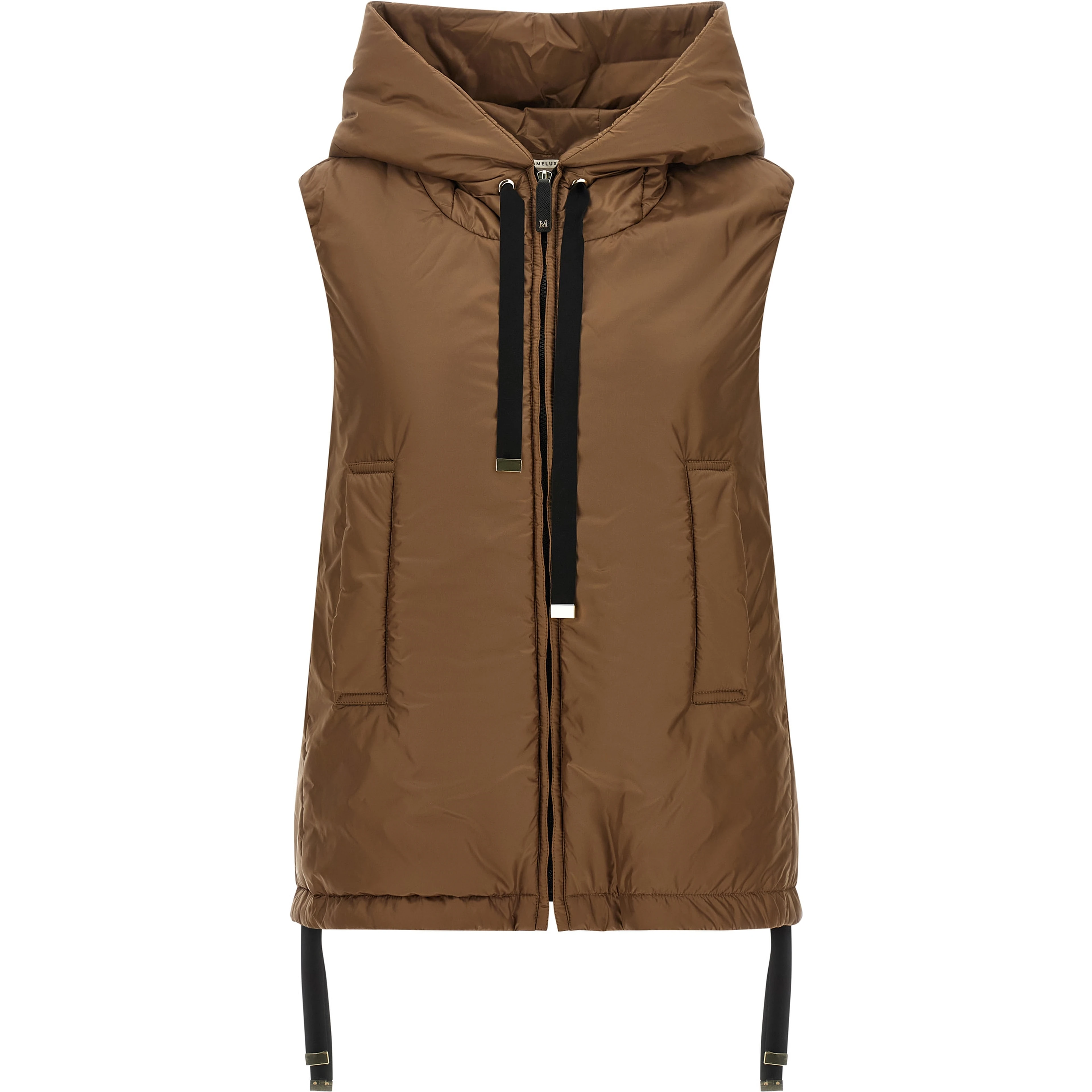 Brown Polyester Sleeveless Jacket