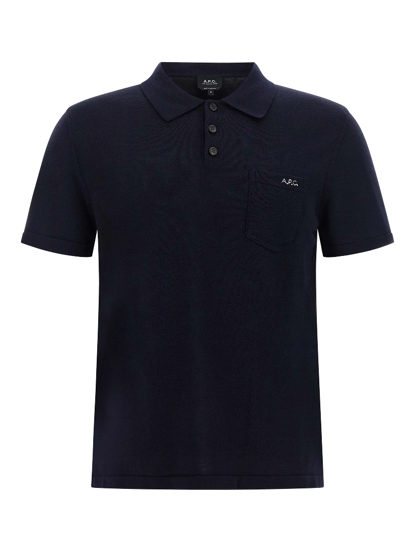 Blue Virgin Wool Polo Shirt
