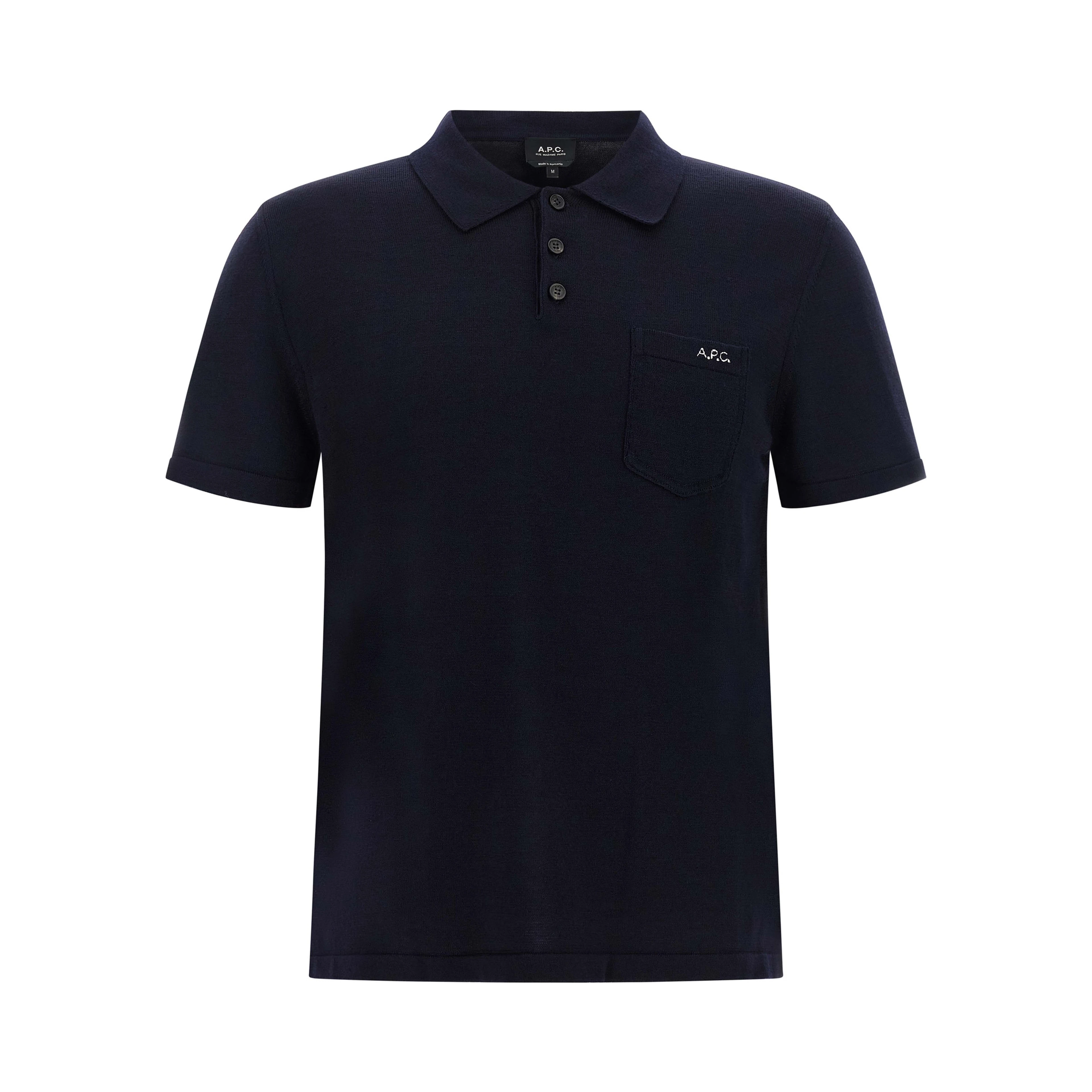 Blue Virgin Wool Polo Shirt