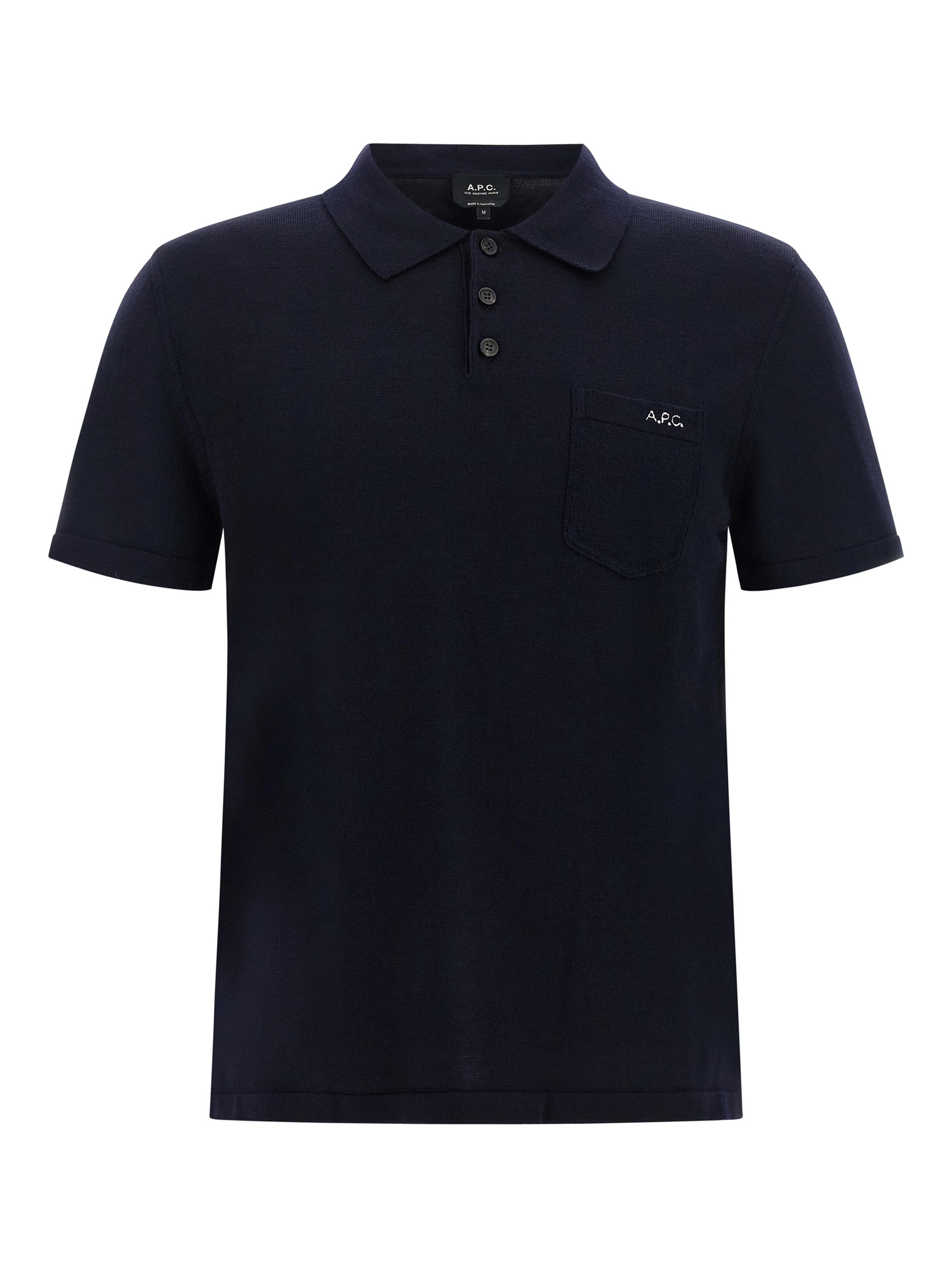 Blue Virgin Wool Polo Shirt
