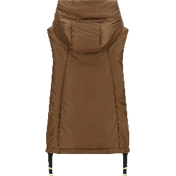 Brown Polyester Sleeveless Jacket