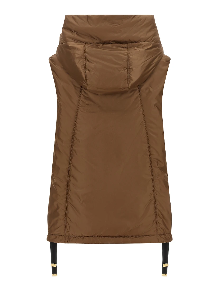 Brown Polyester Sleeveless Jacket