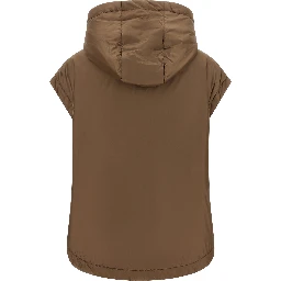 Brown Polyester Sleeveless Jacket
