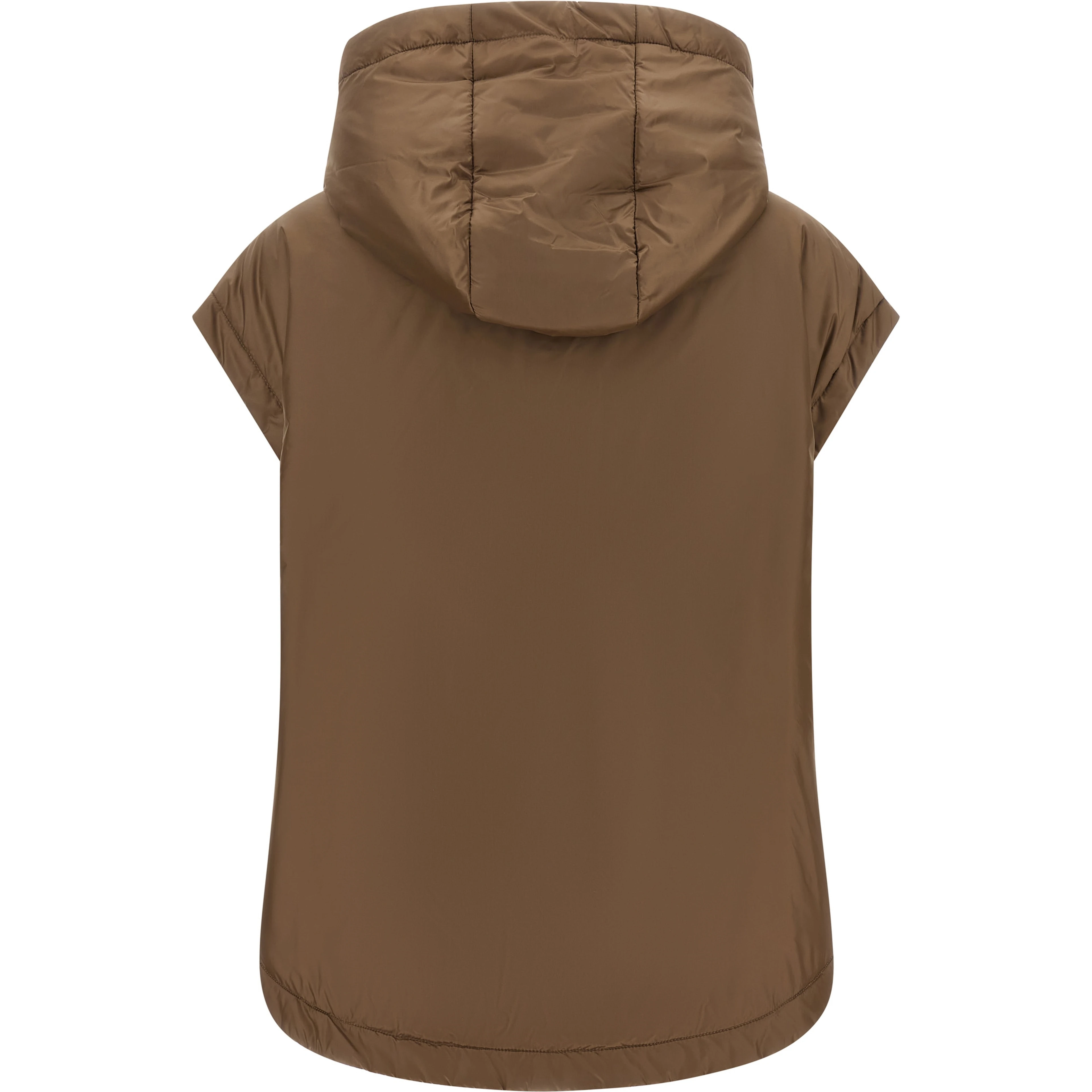 Brown Polyester Sleeveless Jacket