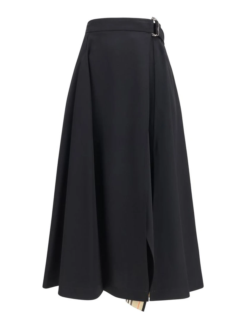 Black Wool Oves Aries Midi Skirt