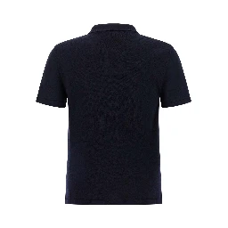 Blue Virgin Wool Polo Shirt