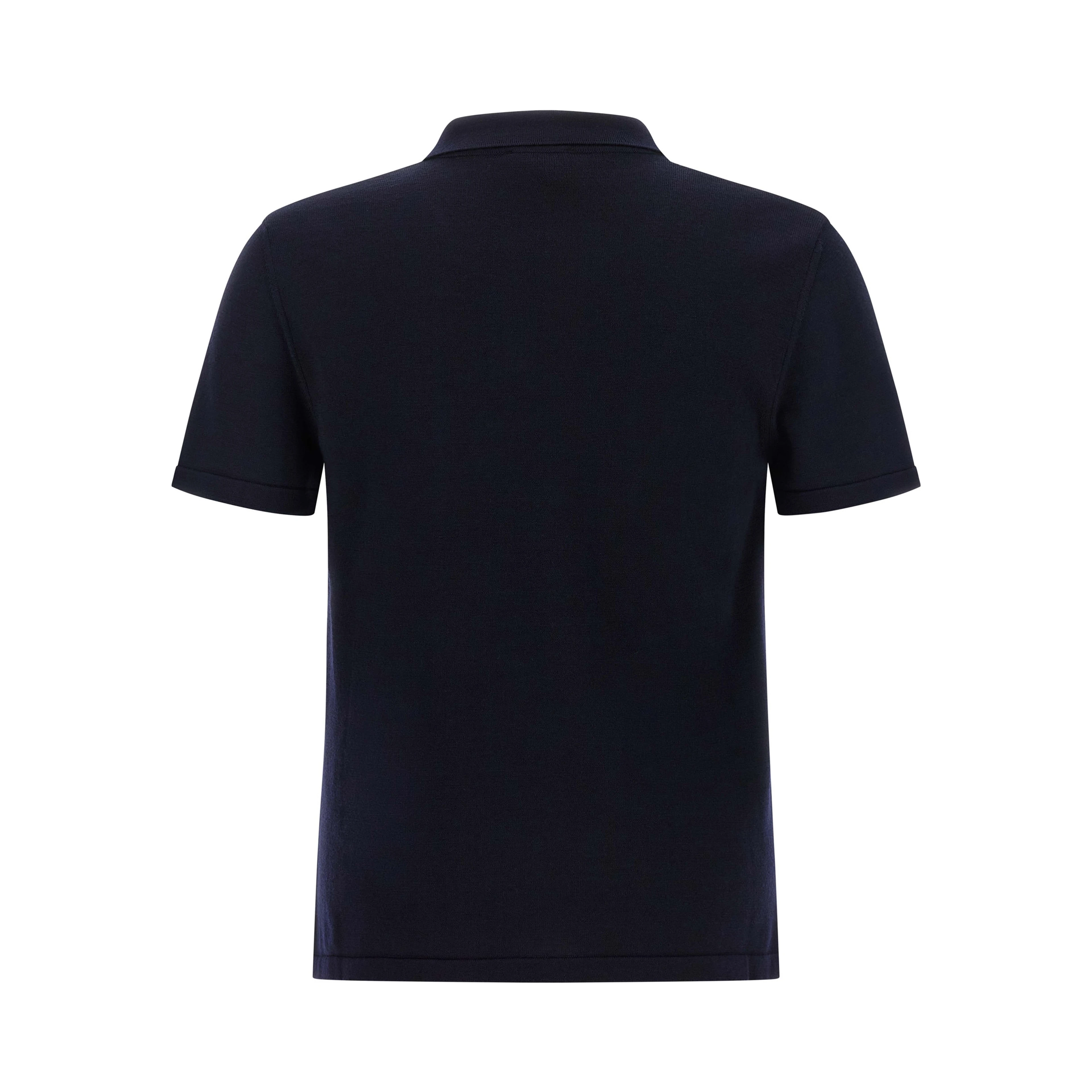 Blue Virgin Wool Polo Shirt