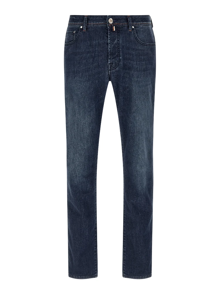 Blue Cotton Slim Fit Jeans