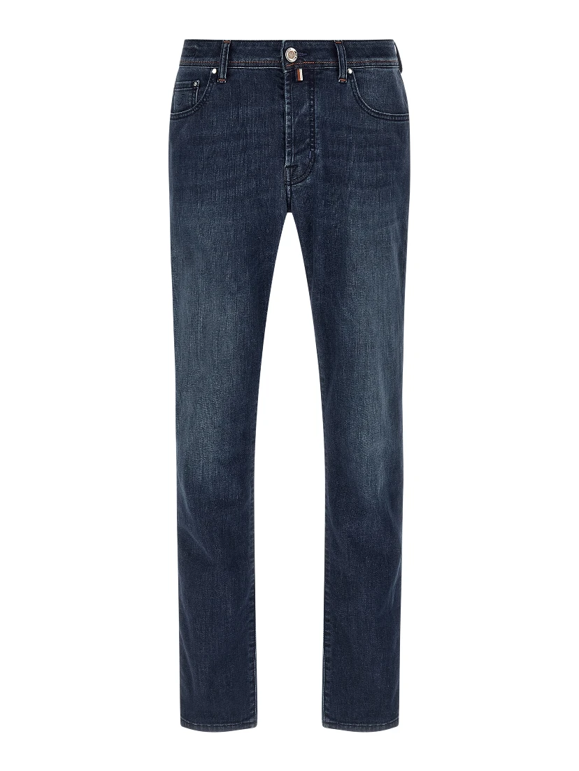 Blue Cotton Slim Fit Jeans