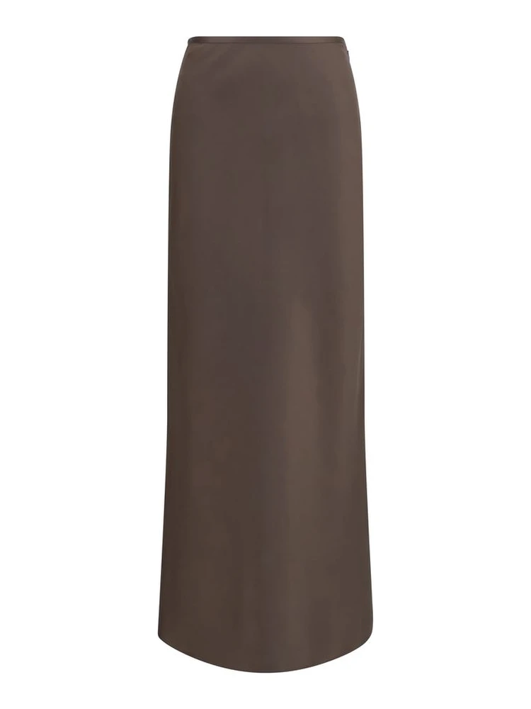 Brown Silk Long Skirt