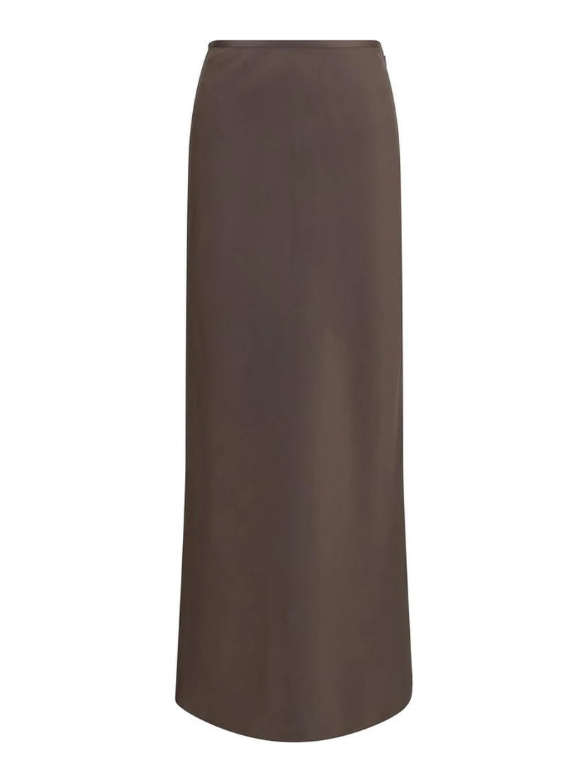 Brown Silk Long Skirt