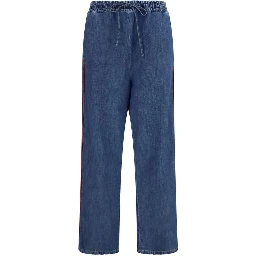 Blue Polyester Casual Pants