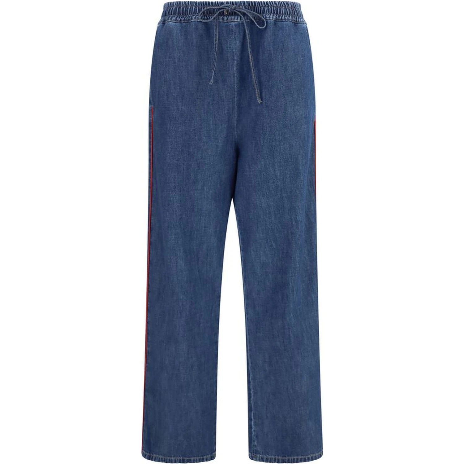 Blue Polyester Casual Pants