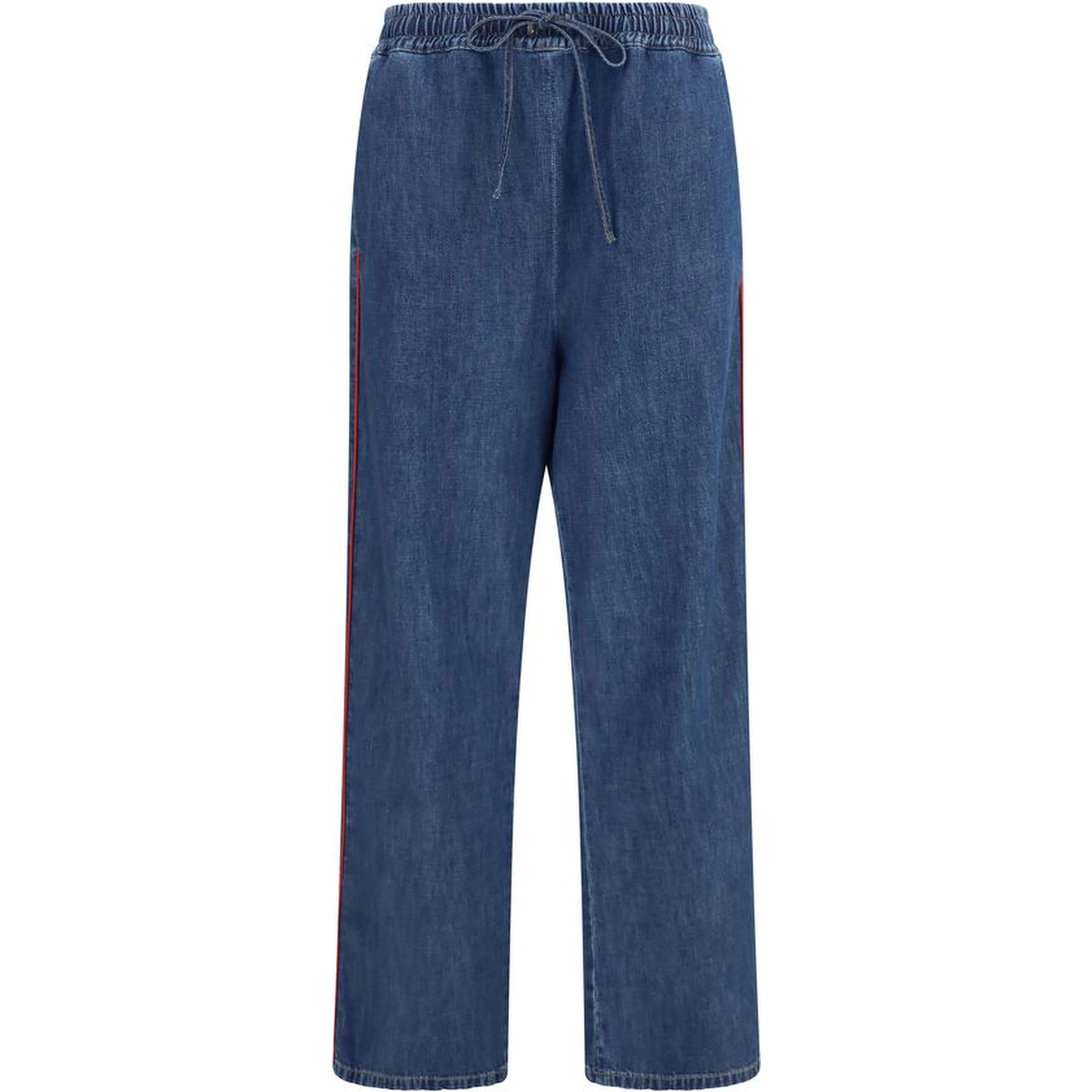 Blue Polyester Casual Pants