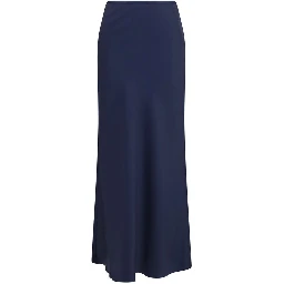 Blue Silk Long Skirt