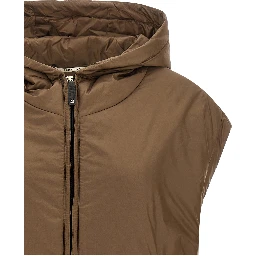 Brown Polyester Sleeveless Jacket