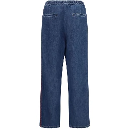 Blue Polyester Casual Pants